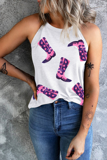 Sequin Boots Graphic Tank
