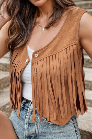 Snap Down Fringed Vest