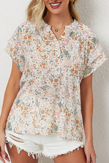 Floral Mandarin Collar Top