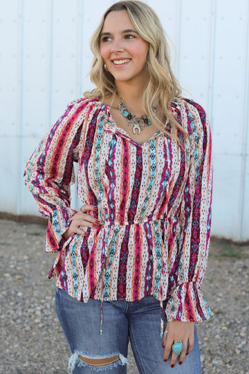 Curvy Western Peplum Blouse