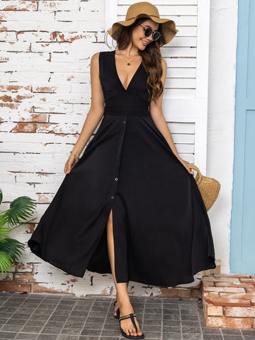 Walk Along the Stream Sleeveless Midi Dress
