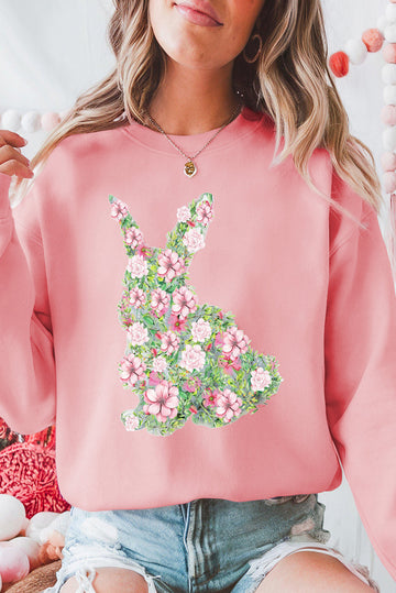 Pink Floral Bunny Sweatshirt
