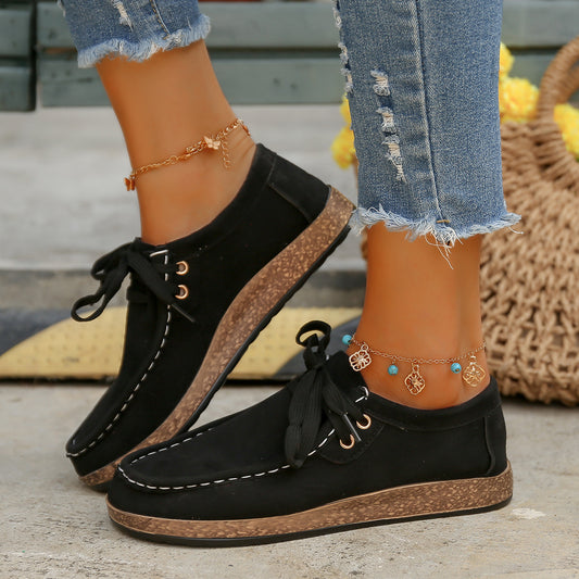 Suede Lace-Up Flats