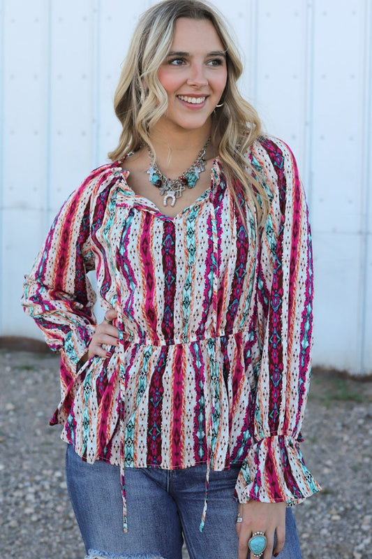 Curvy Western Peplum Blouse