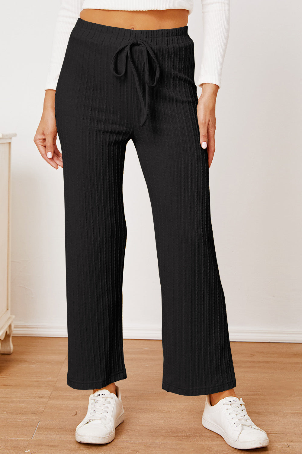 Straight Leg Textured Pants