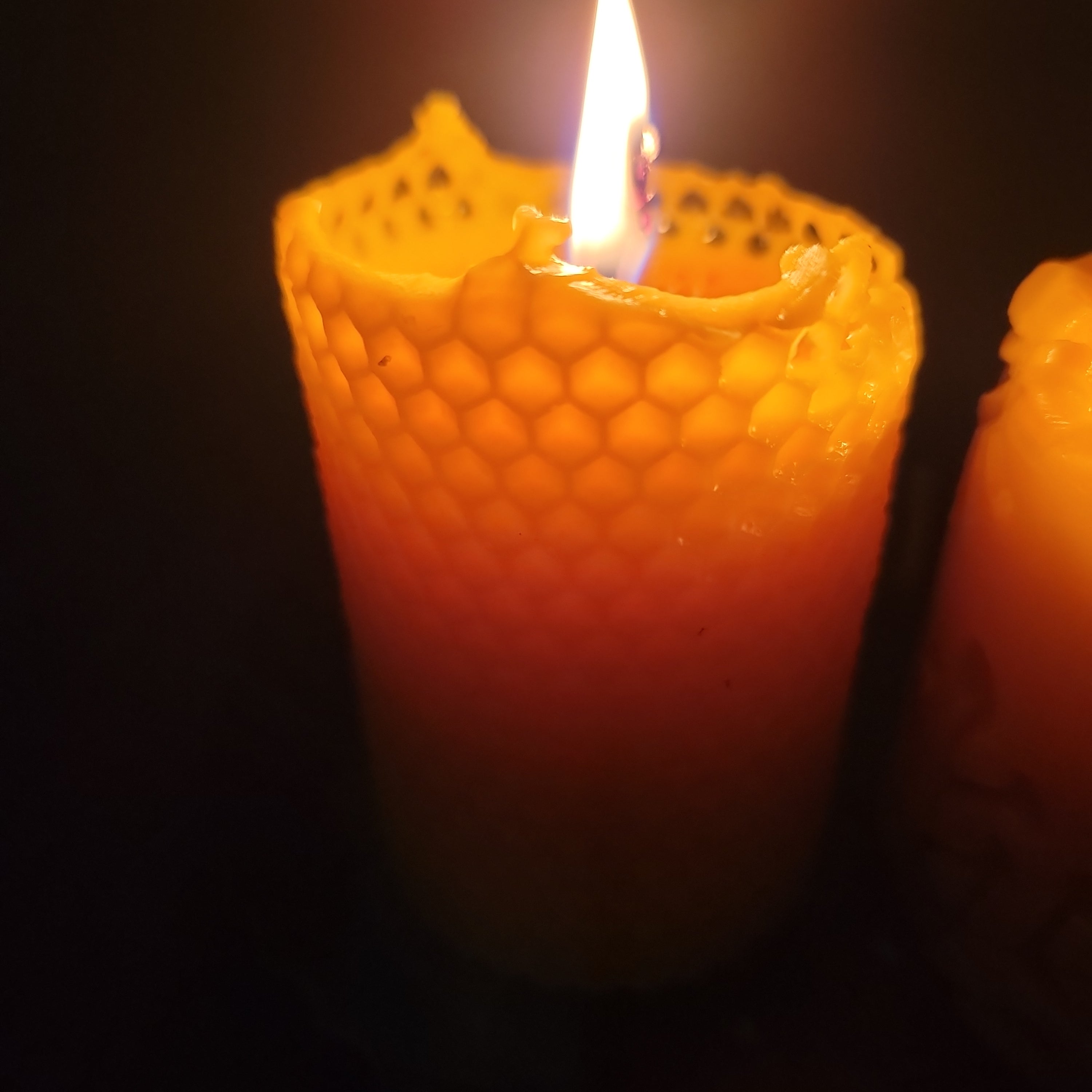 Firm Foundation Pillar | Hexagon Pattern Beeswax Candle
