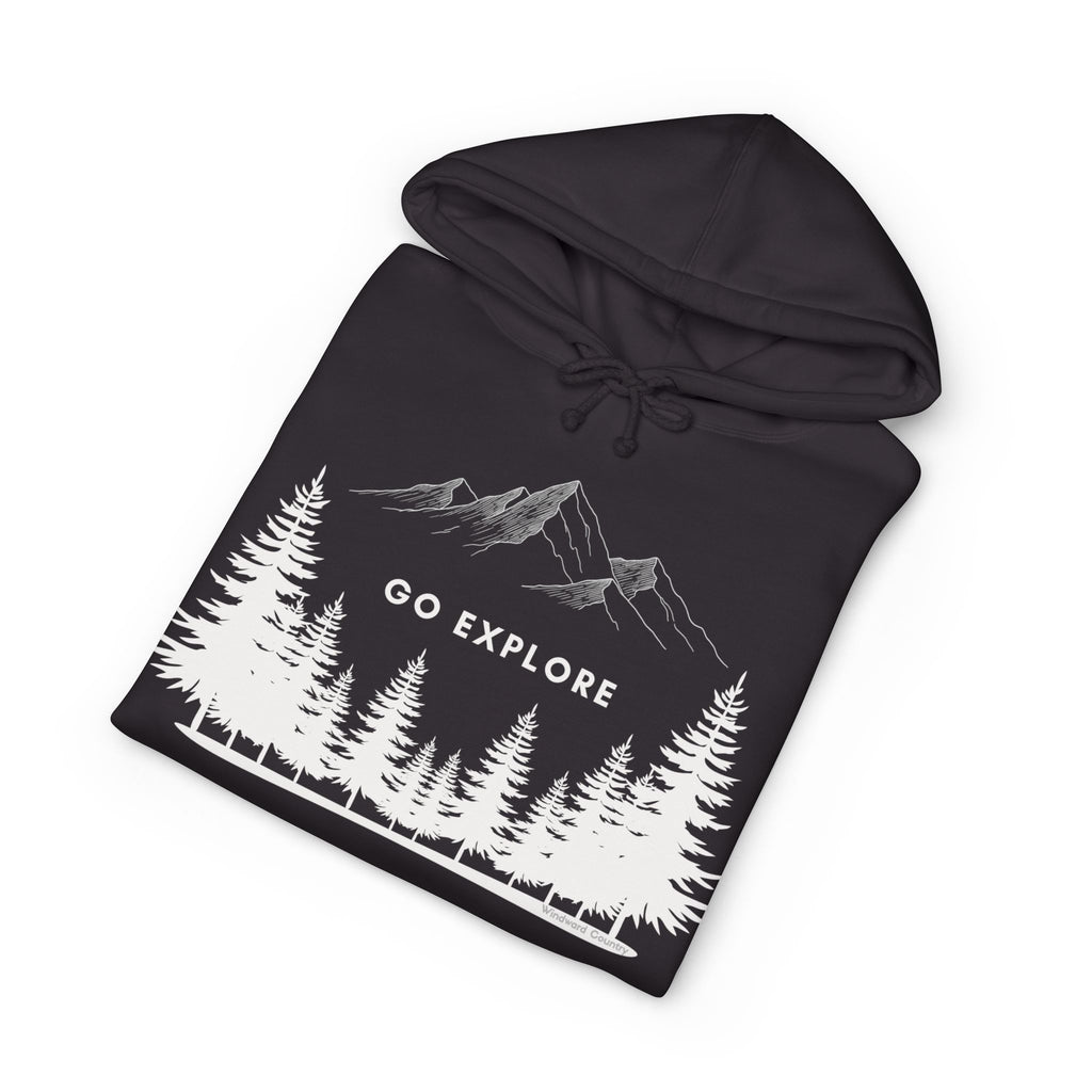 Go Explore Hoodie — Outdoor Mountain Forest Graphic Sweatshirt
