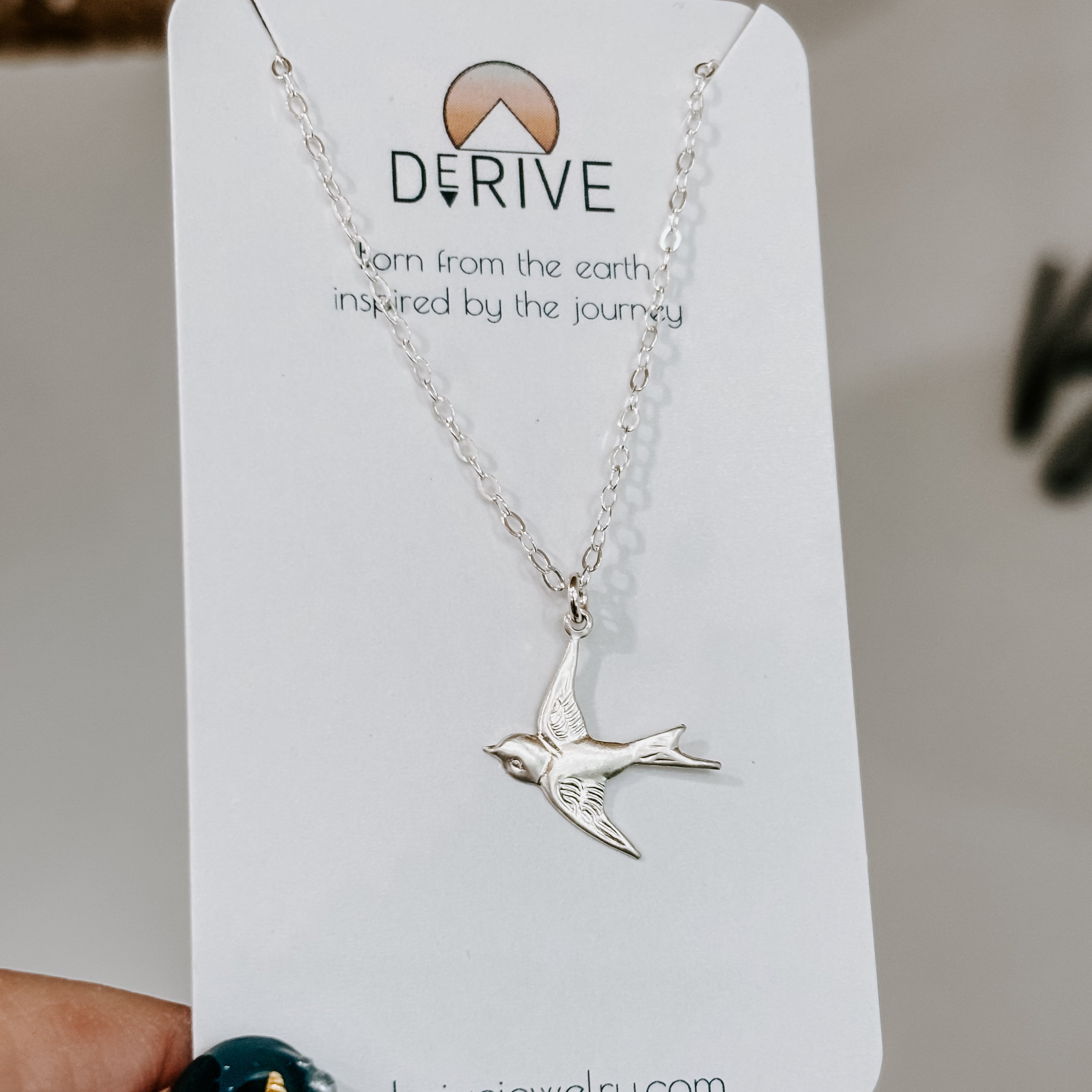 Dainty Flying Swallow Bird Necklace
