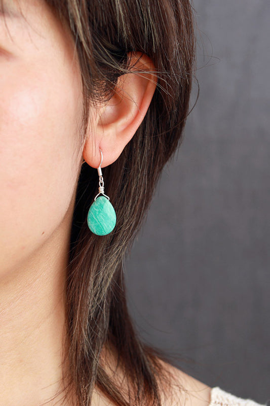 Handmade Stone Teardrop Earrings