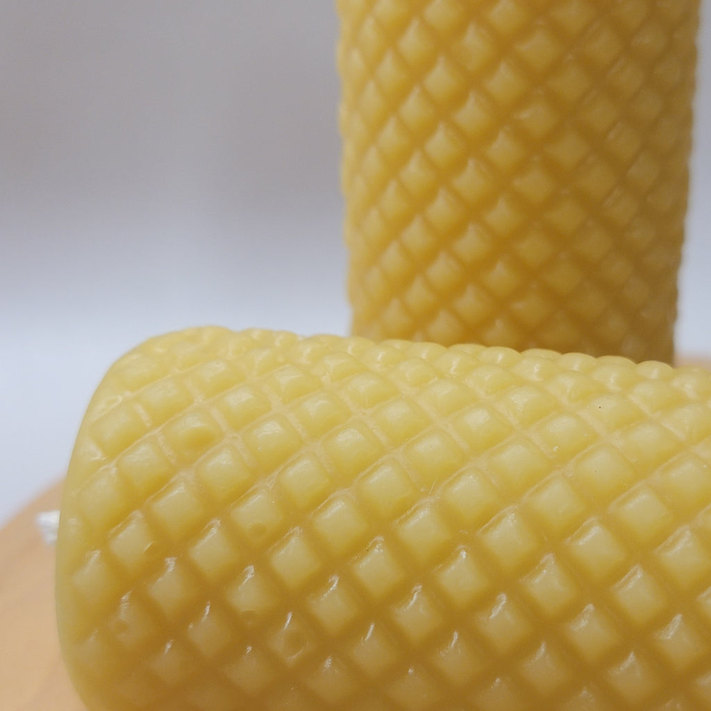 Vintage Hobnail Glass Pillar | Beeswax Candle