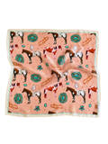 Western Silk Wild Rag Horses and Turquoise Peach Scarf