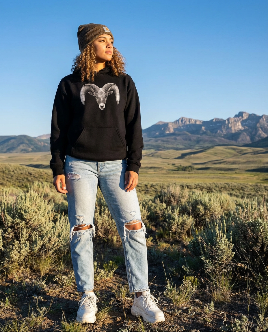 Bighorn Sheep, Wyldlife for Tomorrow, Moss Apparel, Hoodie