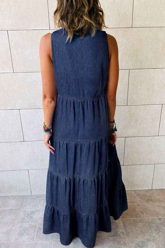 Real Teal-Chambray Maxi Dress