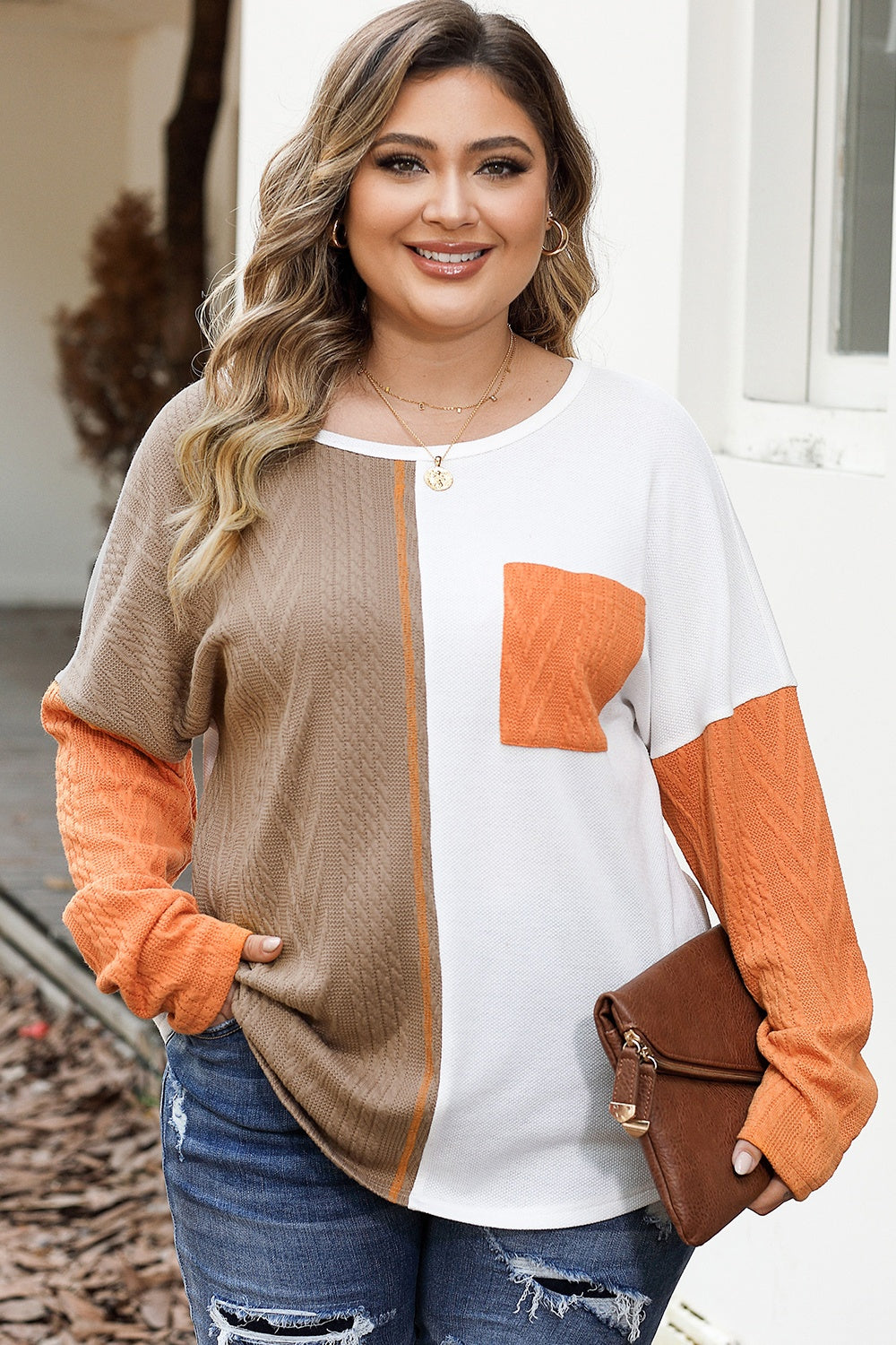 Curvy Fall Block Blouse