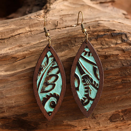 Wooden Floral Dangle Earrings