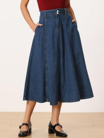 Mountain High Denim Skirt with Pockets