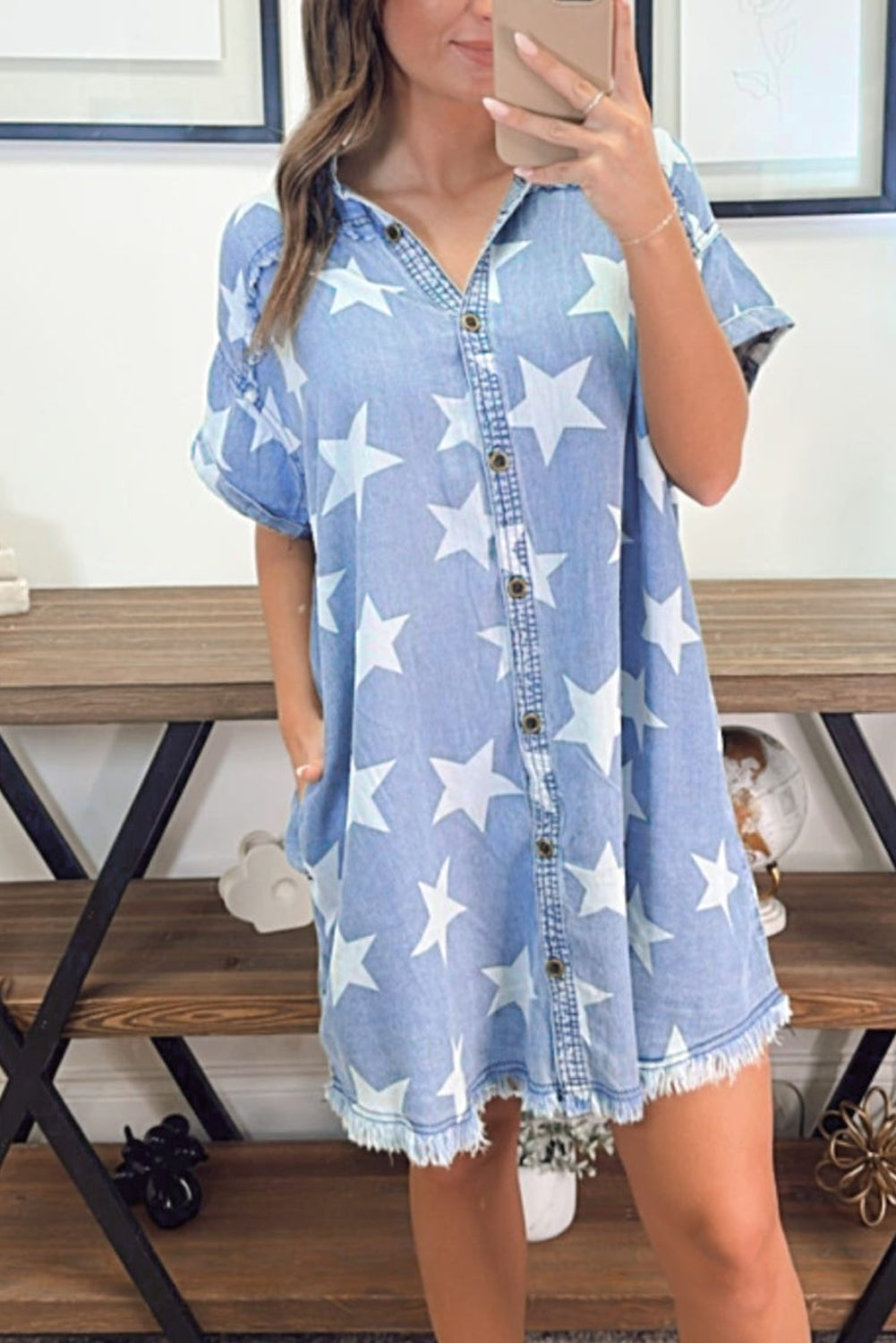 Blue Skye Frayed Hem Denim Dress