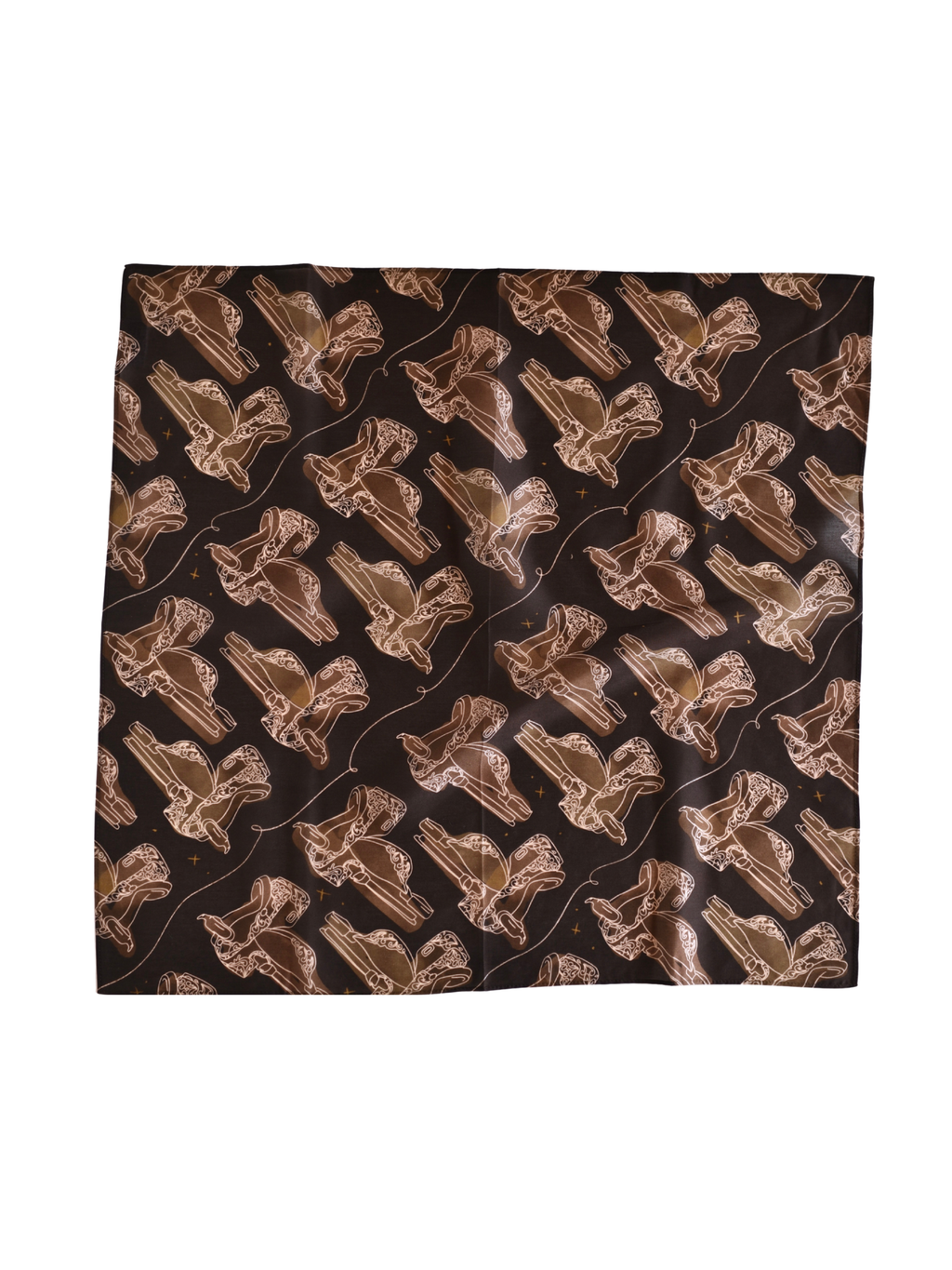 Western Saddle in Arena Brown Silk Scarf Wild Rag