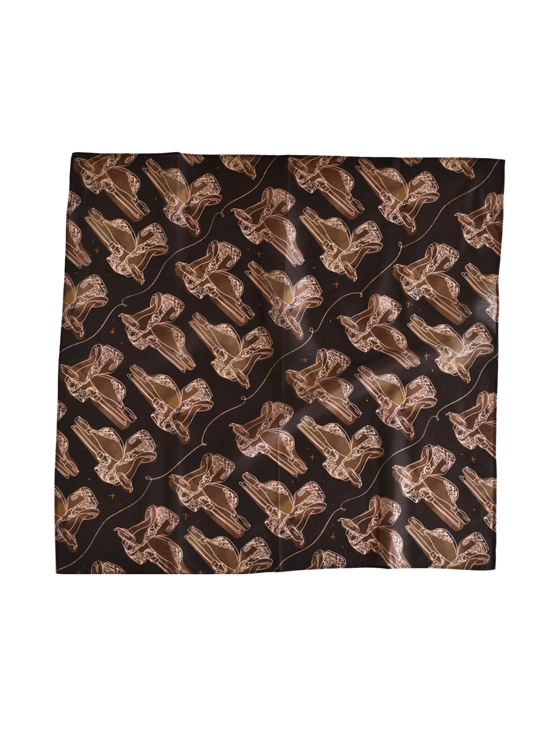 Western Saddle in Arena Brown Silk Scarf Wild Rag