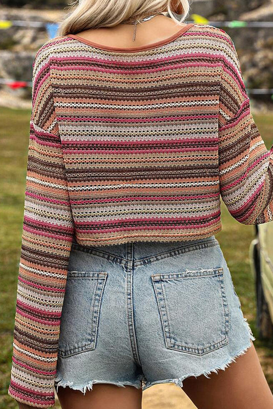 Rose Red Wide Sleeve Cropped Top