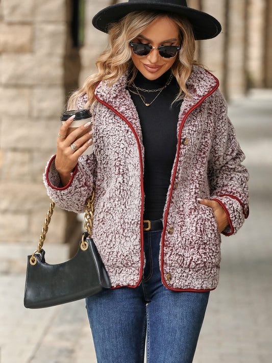 Speckled Fuzzy Button Up Jacket