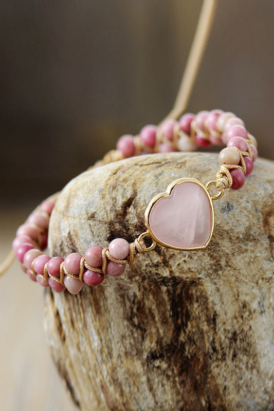 Rose Quartz Heart Bracelet