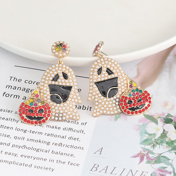 Cheerful Ghost Rhinestone Earrings