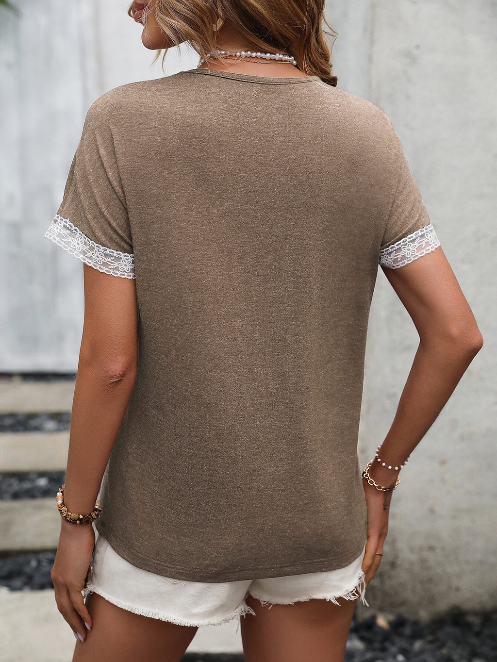 Ivy Lane- Lace Trim Tee