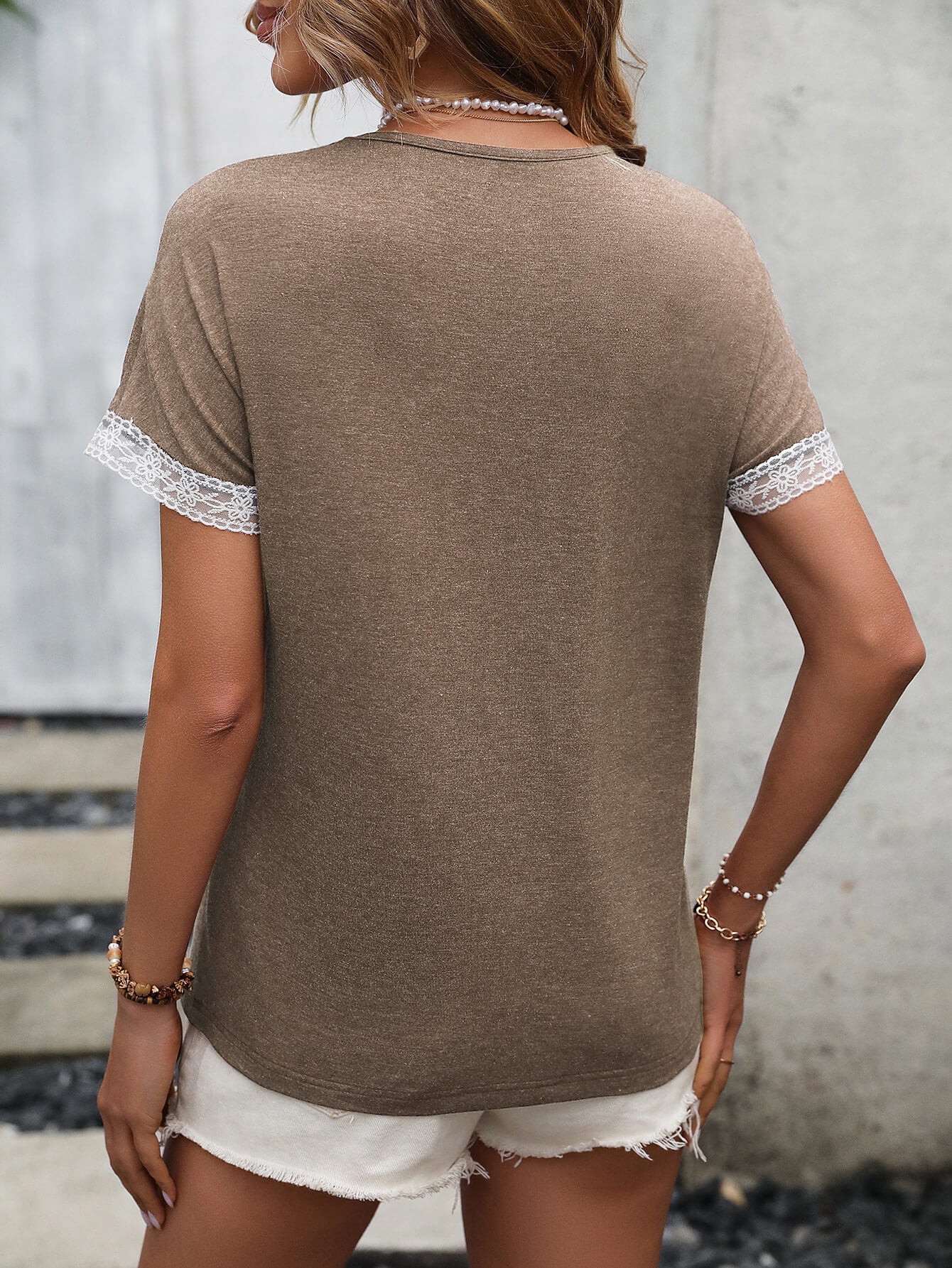 Ivy Lane- Lace Trim Tee