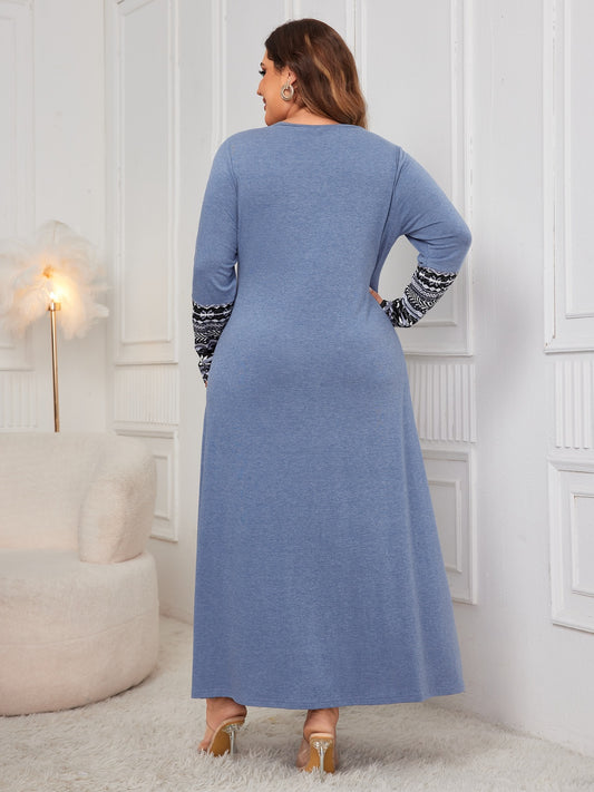 Honey- Curvy Northern Lights Long Sleeve Dress