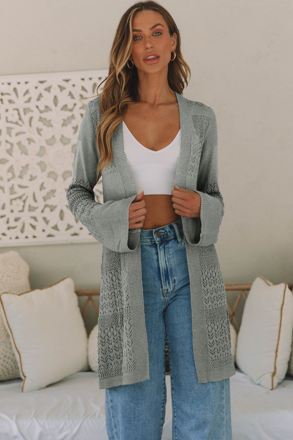 Pointelle Knit Cardigan