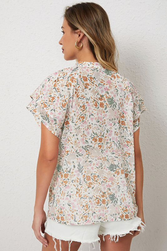 Floral Mandarin Collar Top