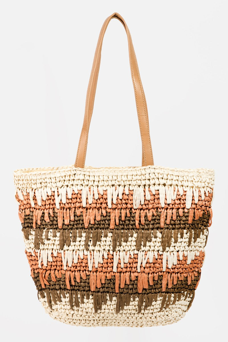 Braided Striped Tote Bag