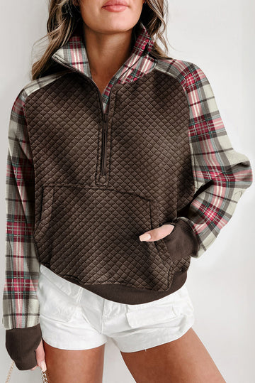 Plaid Half Zip Hoodie