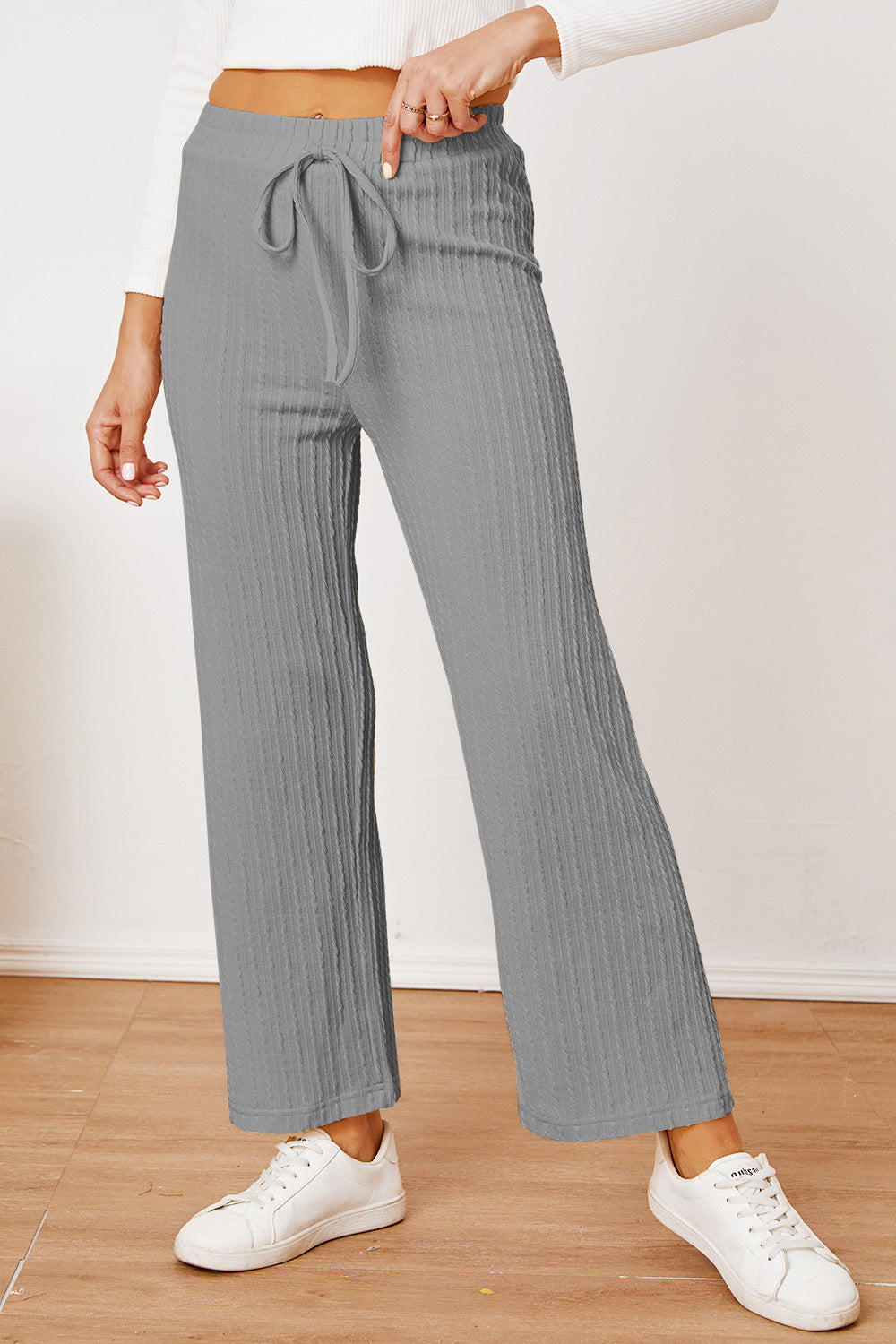 Straight Leg Textured Pants