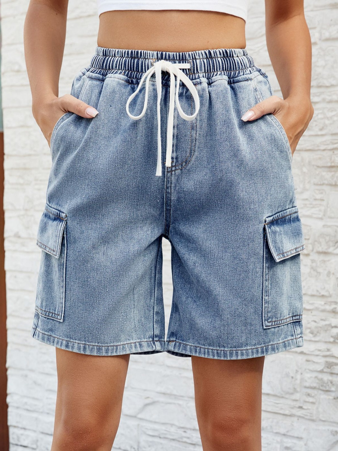 Drawstring Comfy Denim Shorts