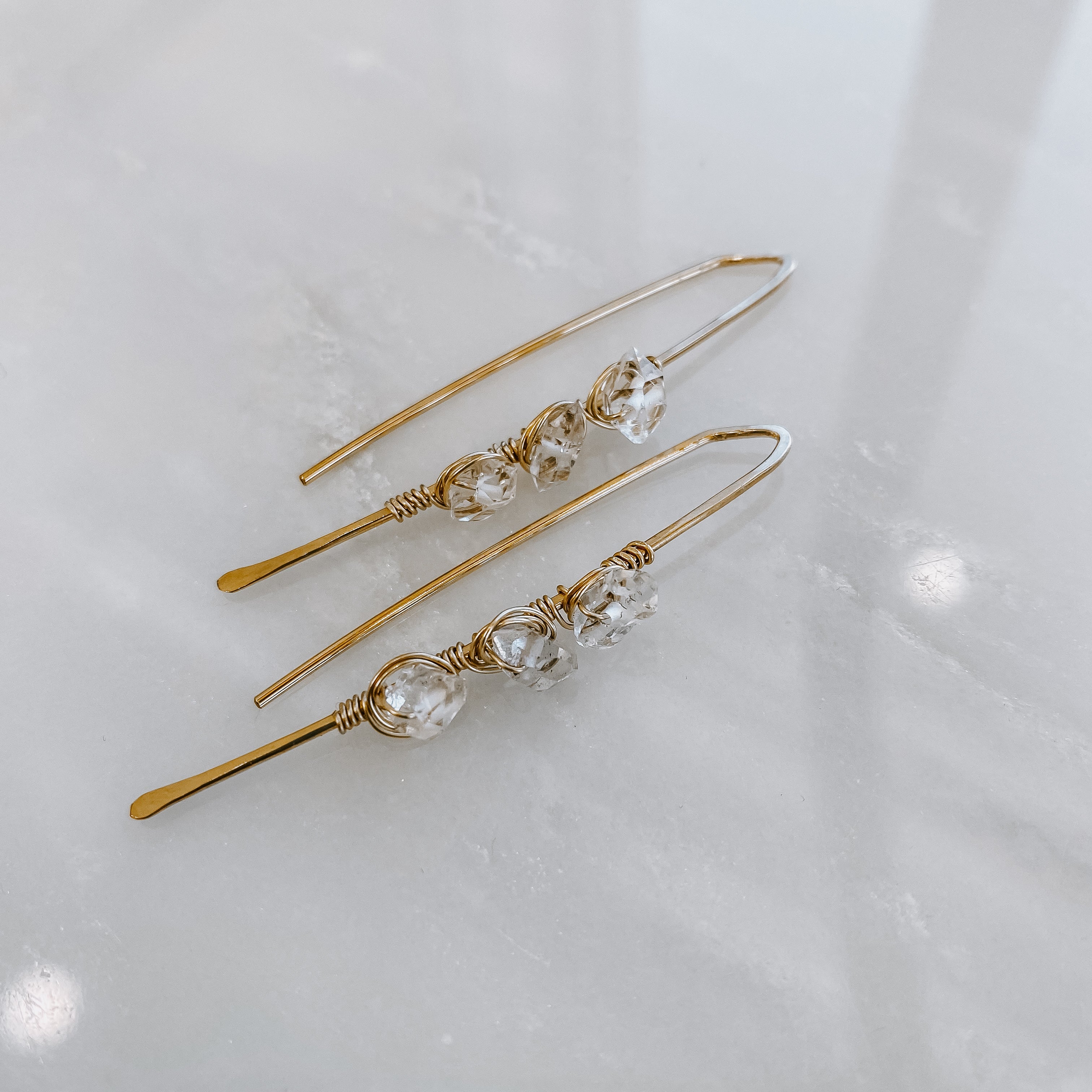 Atlantic Threader Earrings with Herkimer Diamonds