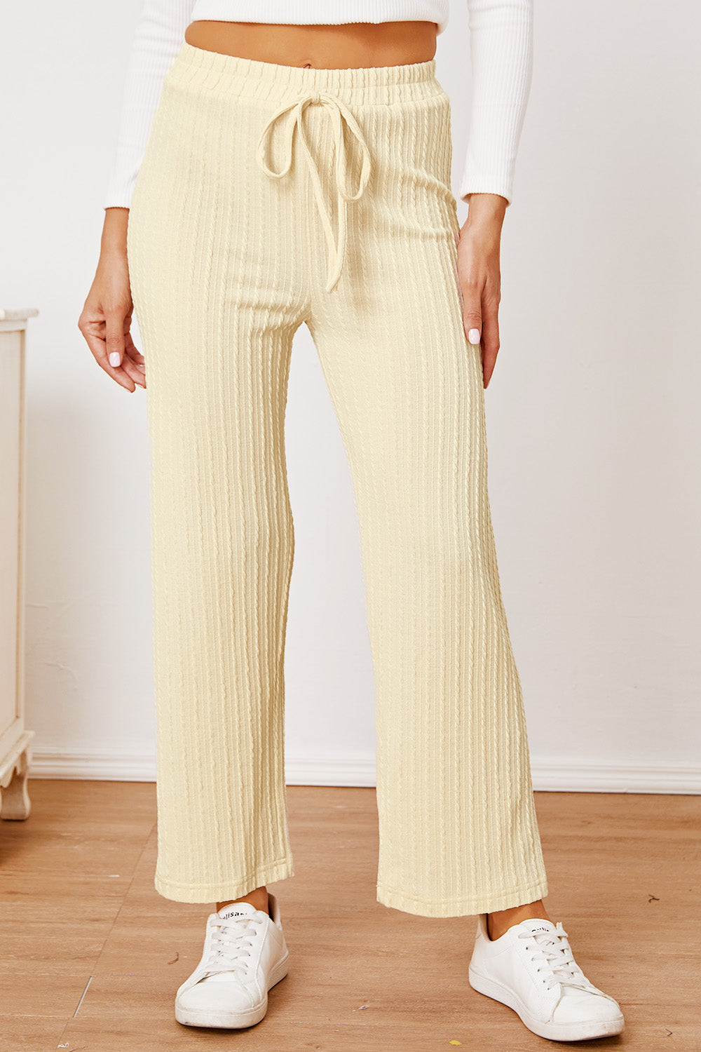 Straight Leg Textured Pants