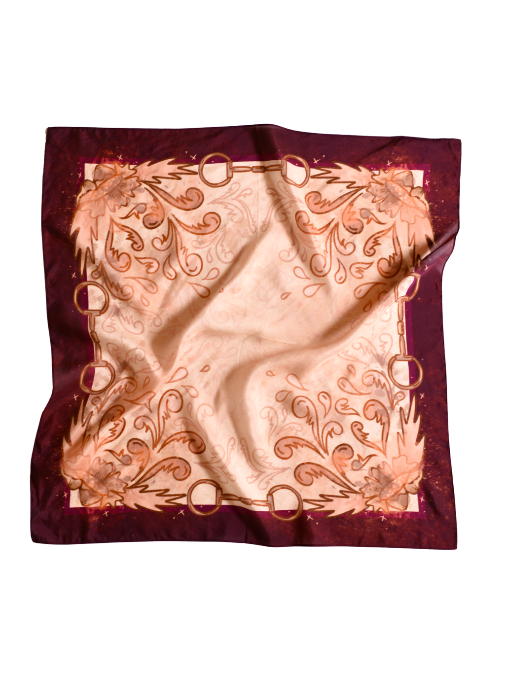 Show Day D Ring Snaffle Bit Large 100% Mulberry Silk 35x35: Wild Rag Scarf in Vintage Plum