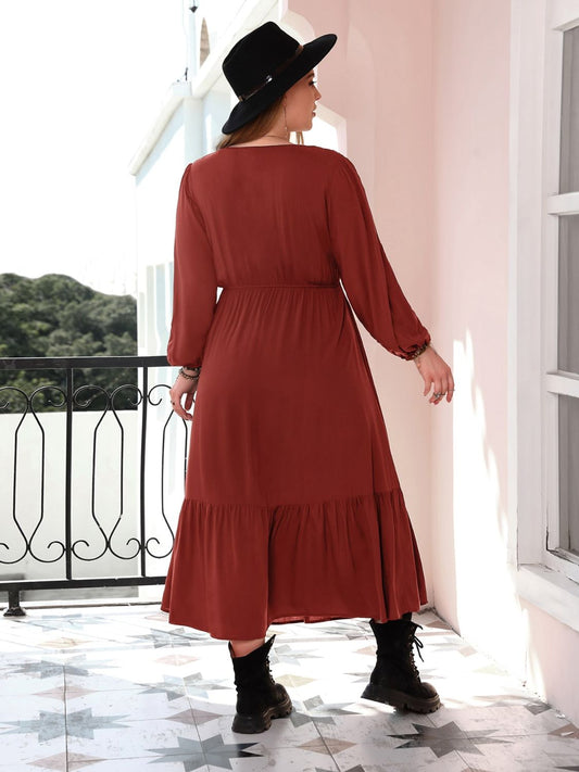 Curvy Peasant Ruffle Dress