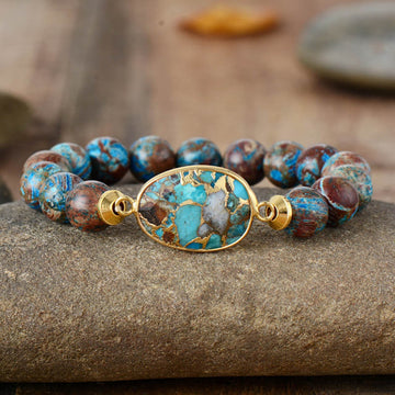 Natural Stone Golden Trim Bracelet