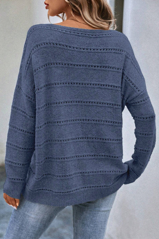 Real Teal- Pointelle Knit Sweater