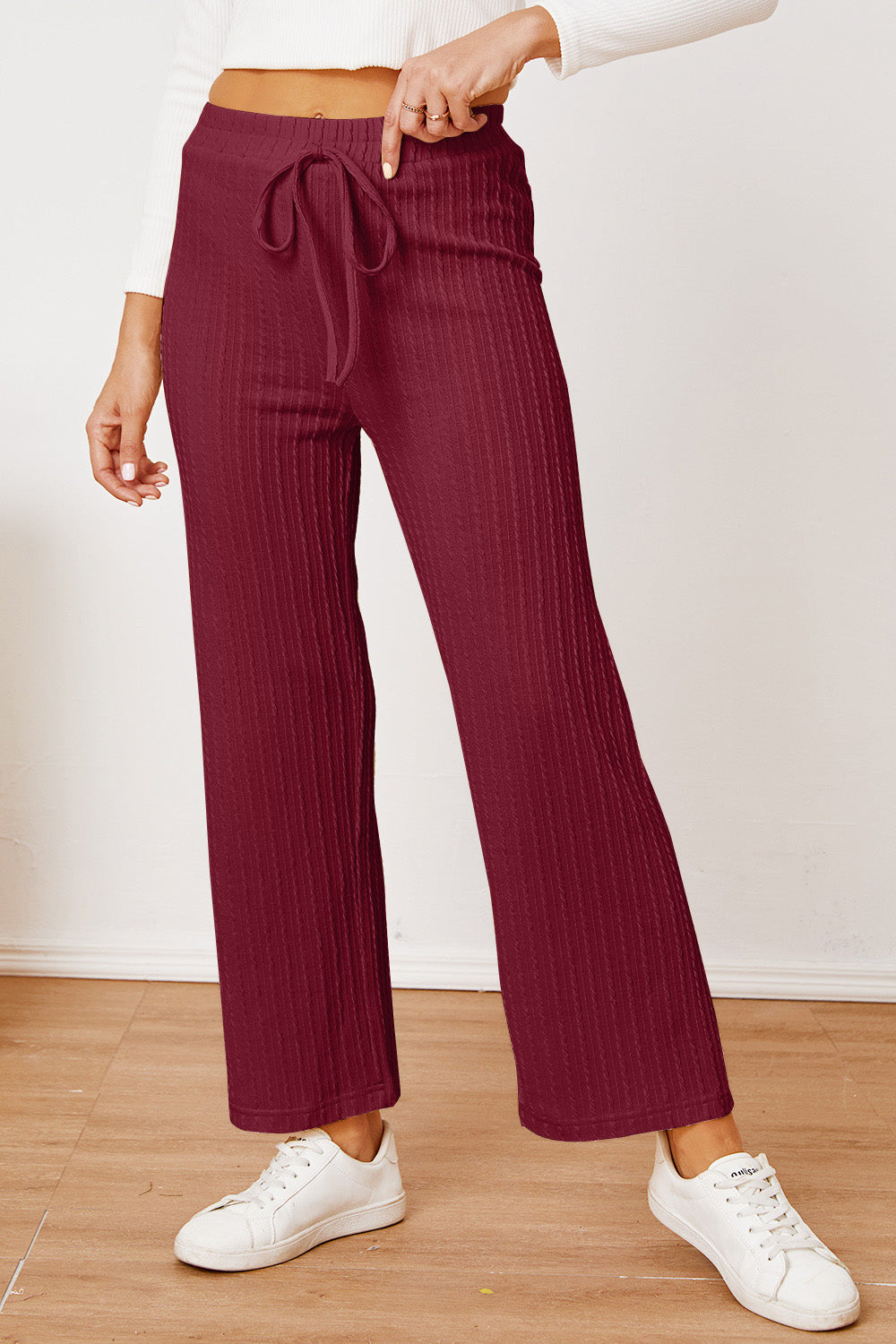 Straight Leg Textured Pants