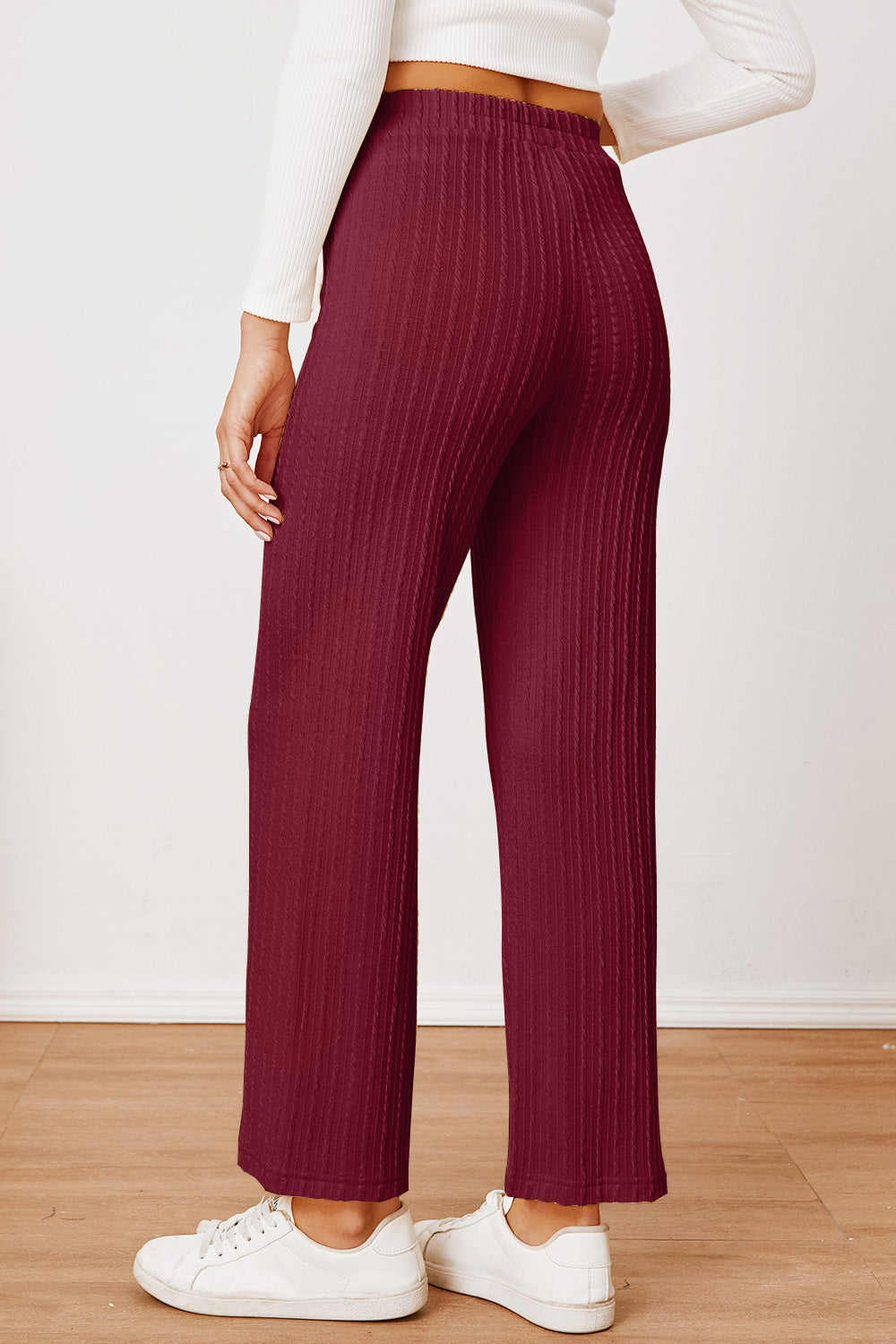 Straight Leg Textured Pants