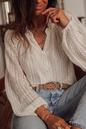 Spring Hollow Lace Shirt