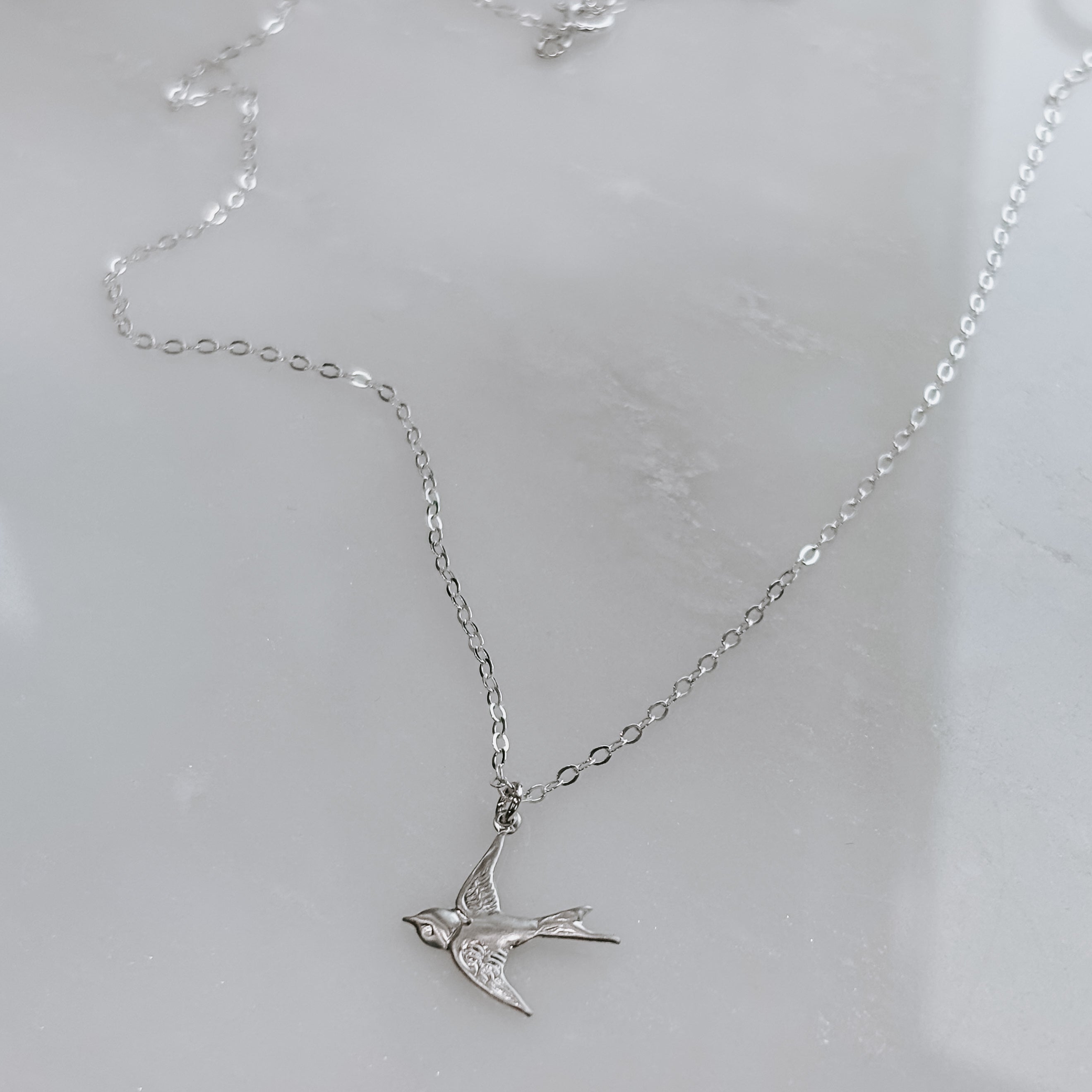 Dainty Flying Swallow Bird Necklace