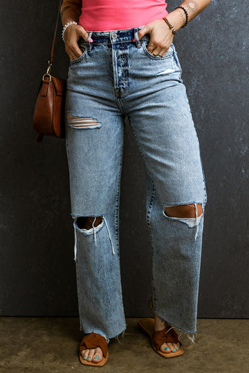 Gravel Roads Distressed Straight Leg Jeans