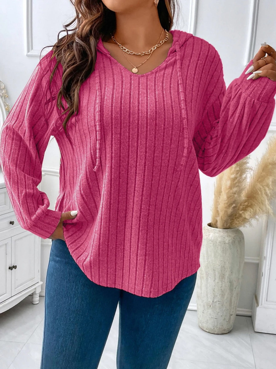 Curvy Simply Staples Hooded Shirt