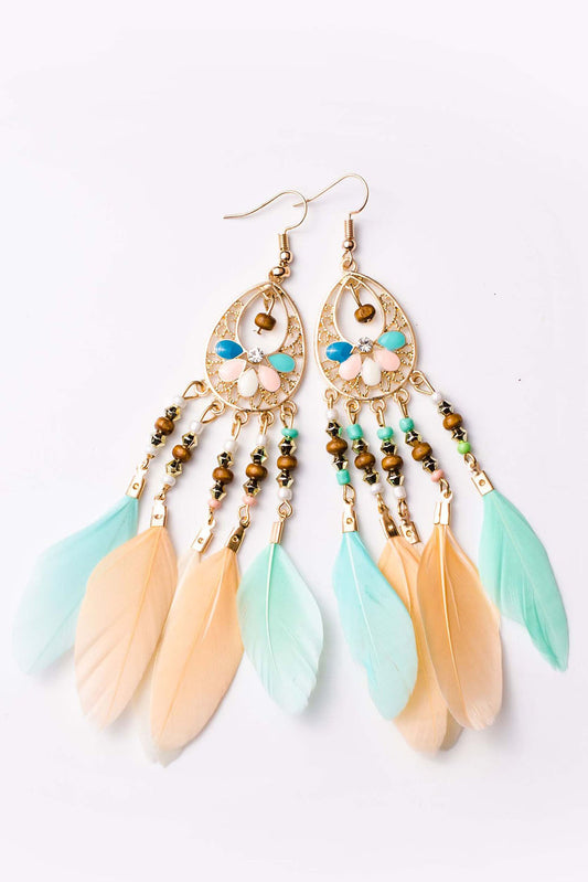 Bohemian Feather Tassel Earrings