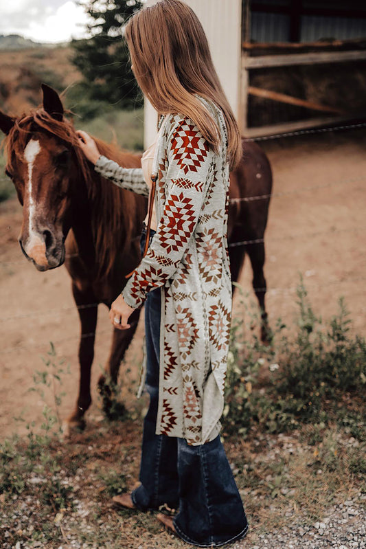 Western Printed Long Cardigan